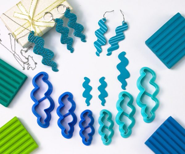 Wave CAD Earrings #01 (Complete Set)