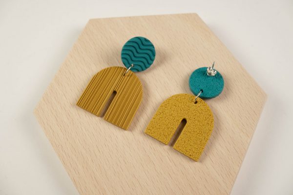 Pendientes Arco Ocre - Azul - Imagen 4