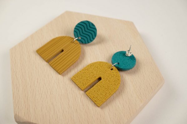 Pendientes Arco Ocre - Azul - Imagen 5