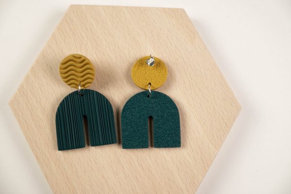 Pendientes Arco Azul Oscuro - Ocre - Imagen 4