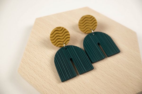 Pendientes Arco Azul Oscuro - Ocre - Imagen 6