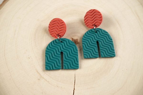 Pendientes Arco Azul - Coral