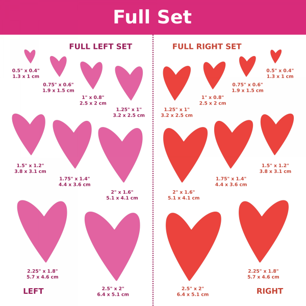 Asymmetrical Mirrored Hearts CAD Cutters (#16)